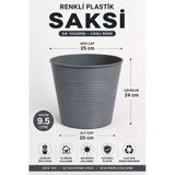 Büyük Boy Plastik Saksı Koyu Gri Renk – Hafif, Dayanıklı Ve Dekoratif Saksı 9,5 Litre / 15 Pot Üretim Saksı Set