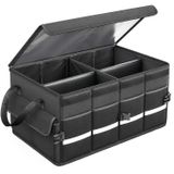Büyük Boy Premium Araç İçi Bagaj Düzenleyici Organizer Çanta Oxford Kumaş Reflektörlü Araba Oto Bagaj Çantası 60x30x35 cm Siyah