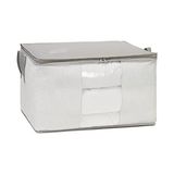 Büyük Boy Pvc Pencereli Hurç, Gri Çizgili Tasarım, 60 x 43 x 35 cm