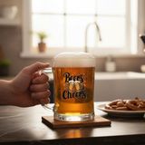 Büyük Boy Renkli Beers Cheers Baskılı Cam Bira Bardağı Beer Glass Mug 600 ml