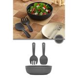 Büyük Boy Salata Seti 4 Litre, Çok Amaçlı Hazırlık Servis Kasesi + Karıştırma Çatal Kaşığı