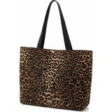 Büyük Boy Shopper/plaj El Kol ve Omuz Çantası - Leopar