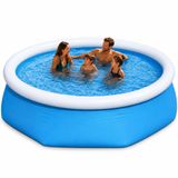 Büyük Boy Şişme Havuz, 2.44 Metre Çaplı Jumbo Aile Havuzu, 3 Katmanlı Dayanıklı PVC UV Güneş Işığına Dayanıklı Tahliye Tıpalı, Yetişkin Çocuk Ev Bahçe Yazlık İçin Jumbo Aile Büyük Boy Şişme Havuz