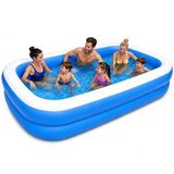 Büyük Boy Şişme Havuz, 2.62 Metre Dikdörtgen Jumbo Aile Havuzu, 3 Katmanlı Dayanıklı PVC UV Güneşe Dayanıklı, Çift Yönlü Hava Akışlı Yetişkin Çocuk Ev Teras Bahçe Yazlık İçin Büyük Boy Şişme Havuz