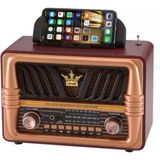 Büyük Boy Telefon Tutma Saplı Retro Ahşap Tasarım Bluetooth Hoparlörlü Radyo Fm/am Destekli, Şarjlı Ve Taşınabilir Radyo Ns-8077