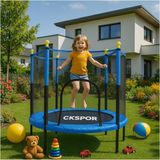 Büyük Boy Trambolin, 140 cm Çap, Korumalı, Kolay Kurulum, Mavi - Standart