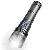 Büyük Boy Ultra Güçlü Işık Led El Feneri, 150W Süper Parlaklık Gücü, 3 Km Uzun Menzilli Net Aydınlatma, 4 Adet Işık Modu, Yüksek Batarya Kapasitesi, Telefon Şarj Edebilir, Güçlü Parlak El Feneri