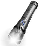 Büyük Boy Ultra Güçlü Işık Led El Feneri, 150W Süper Parlaklık Gücü, 3 Km Uzun Menzilli Net Aydınlatma, 4 Farklı Işık Modu, Yüksek Batarya Kapasitesi, Telefon Şarj Edebilir, Güçlü Parlak El Feneri