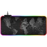 Büyük Boy XXL 80x30 cm PC Kısayol Kodlar Desenli RGB LED Işıklı Gaming Gamer Oyuncu Mouse Pad Kauçuk Malzeme Kaymaz Taban (Dünya Desenli)
