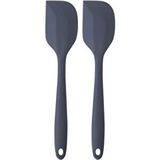 Büyük Boy Yanmaz Yapışmaz Silikon Antrasit Yassı Spatula Seti 2 Adet Yassı Spatula Antrasit No Color