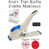 Büyük Boy Zımba Makinesi 1 Adet 9120 Arşiv Tipi Zımba Makinası 120 Yaprak Kapasiteli Zımba Teli Hediyeli Kollu Zımba