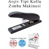 Büyük Boy Zımba Makinesi 1 Adet Arşiv Tipi Zımba Makinası 100 Sayfa Kapasite Zımba Teli Hediyeli Kollu Zımba Makinası