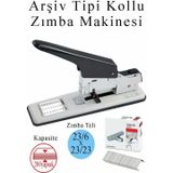 Büyük Boy Zımba Makinesi 1 Adet Arşiv Tipi Zımba Makinası 200 Yaprak Kapasiteli Zımba Teli Hediyeli Kollu Zımba Makinası