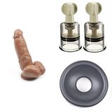 Büyük Çaplı Dildo Emme Tabanı + Meme Ucu Emiciler 3 cm + Penis Pompası Yedek Conta
