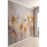 Büyük Çiçek Desenli Tekstil Tek Parça Duvar Kağıdı, 600 x 240
