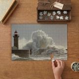 Büyük Dalga Deniz Feneri Tasarımı 240 Parça Ahşap Puzzle Ahşap Kutuda MP08306