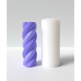 Büyük Desenli Swiral Mum Silikon Kalıp - Dekoratif Büyük Silindir Mum Kalıbı 15 x 5.2 cm - Beyaz - Adet