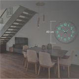 Büyük Dev 60 Cm Ebat Ebadında Aluminyum Çerçeve Gerçek Ön Camlı Gece Görünen Fosforlu Duvar Saati