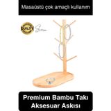 Büyük Geniş Bambu Aksesuar Takı Standı Askılığı Ahşap Anahtar Bardak Kupa Mutfak Raf Organizer