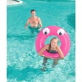 Büyük Gözlü Simit - Big Eyes Simit - Şişme Gözlü Simit - Deniz Simidi - Gözlü Havuz Simidi 61 Cm. - Pembe