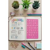 Büyük Harf El Yazısı Şablon Cetvel - Bullet Journal Doğal Formlu Başlık Yazımı Için