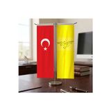 Büyük Hun İmparatorluğu ve Türk Bayrağı Kırlangıç T tipi Masa Bayrak Takımı