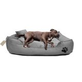 Büyük Irk Köpek Yatağı Ultrasoft Yıkanabilir Yüksek Kaliteli Kumaş Pati İşlemeli - 70 x 90 cm - Gri