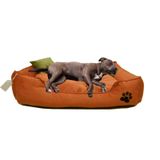 Büyük Irk Köpek Yatağı Ultrasoft Yıkanabilir Yüksek Kaliteli Kumaş Pati İşlemeli - 70 x 90 cm - Kremit