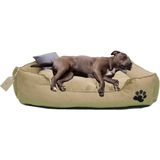 Büyük Irk Köpek Yatağı Ultrasoft Yıkanabilir Yüksek Kaliteli Kumaş Pati Işlemeli - 70 x 90 cm - renk - Bej