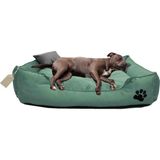 Büyük Irk Köpek Yatağı Ultrasoft Yıkanabilir Yüksek Kaliteli Kumaş Pati Işlemeli - 70 x 90 cm - renk - Su Yeşili