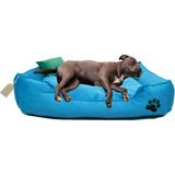 Büyük Irk Köpek Yatağı Ultrasoft Yıkanabilir Yüksek Kaliteli Kumaş Pati Işlemeli - 70 x 90 cm - renk - Turkuaz