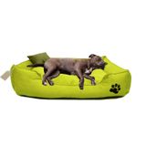 Büyük Irk Köpek Yatağı Ultrasoft Yıkanabilir Yüksek Kaliteli Kumaş Pati Işlemeli - 70 x 90 cm - Sarı