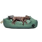 Büyük Irk Köpek Yatağı Ultrasoft Yıkanabilir Yüksek Kaliteli Kumaş Pati İşlemeli - 70 x 90 cm - Su Yeşili