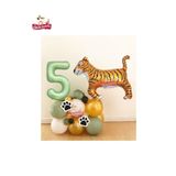Büyük Kaplan Balon 5 Yaş Yeşil Folyo Balonu Safari Balon Kaplan Doğum Günu Parti Seti Süsü