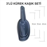 Büyük Kavanoz Kase Aktar Kutusu İçin 3 Boy Kırılmaz Kürek Kaşık Kepçe Seti Baharatlık
