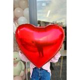 Büyük Kırmızı Kalp Balon 80 cm 32 inç Parlak Kırmızı Kalp Folyo Balon