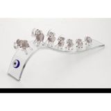 Büyük Kristal Yedili Fil Biblo, Füme, 26x4x10 cm, Cam Dekoratif Fil Figürü, Nazar Boncuklu