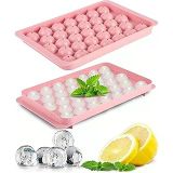 Büyük Küre Buz Kalıbı 33 Adet Buz - Yuvarlak buz kalıbı, Shot Bardağı Buz Kalıbı, Bardak Buz Kalıbı, Buz Kabı, Buzluk Kabı (1, Pembe, 33 PCS)