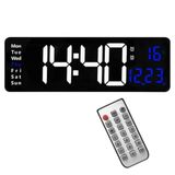Büyük LED Ekranlı Dijital Duvar Saati, Uzaktan Kumandalı, Alarm, Sıcaklık ve Gün Göstergeli, 39x13 cm