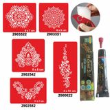Büyük Mandala Desenleri Hint Kınası İle Geçici Dövme Yapma Seti