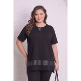Büyük Moda MODAL DERİ DETAYLI BLUZ