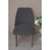 Büyük Oval Likralı Sandalye Kılıfı Yıkanabilir Streç Lastikli Bambu Sandalye Örtüsü 1 Adet - 45 x 56 cm - Antrasit