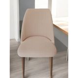 Büyük Oval Likralı Sandalye Kılıfı Yıkanabilir Streç Lastikli Bambu Sandalye Örtüsü 1 Adet - 45 x 56 cm - Vizon