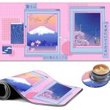 Büyük Oyun Fare Altlığı, EDGFRTOIO Pastel Sakura Montajlı Fuji Tasarım Bilgisayar Klavye Mat Masa Mousepad, Tam Masa Genişletilmiş XXL Mouse Pad 90 cm x 40 cm w/Dikişli Kenarlar Ofis Ev Oyunları için
