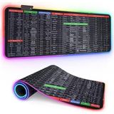 Büyük Oyuncu Rgb Mousepad ve Klavye Pad Kısa Yollar Desenli Işıklı 80CM x 30CM Mouse Pad - Option-1 - 0002 - Beyaz