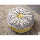 Büyük Papatya Desenli Taşınabilir Yer Minderi Dekoratif Puf 60 X 60 Cm