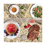 Büyük Pazar Store 100 Adet Vintage Gazete Desenli Yağ Geçirmez Sunum Kağıdı 25X35 cm | Hamburger, Fast Food, Mangal ve Paket Servis Için Gıda Altlığı - Option-1 - 51R-Turuncu
