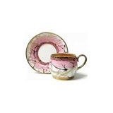 Büyük Pazar Store 6 Kişilik Lüks Porselen Pembe Ton Altın Yaldızlı Kahve Fincan Seti - 100 ml - 001-Renkli