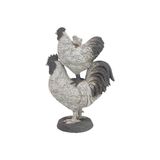 Büyük Pazar Store Deco 79 Çiftlik Evi Polystone Horoz Heykel, 8" x 5" x 12", Beyaz - 0 - Siyah - Option-1