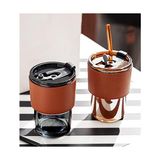 Büyük Pazar Store Deri Aksesuarlı Renkli Cam Mug Bardak - Option-1 - 0 - Siyah